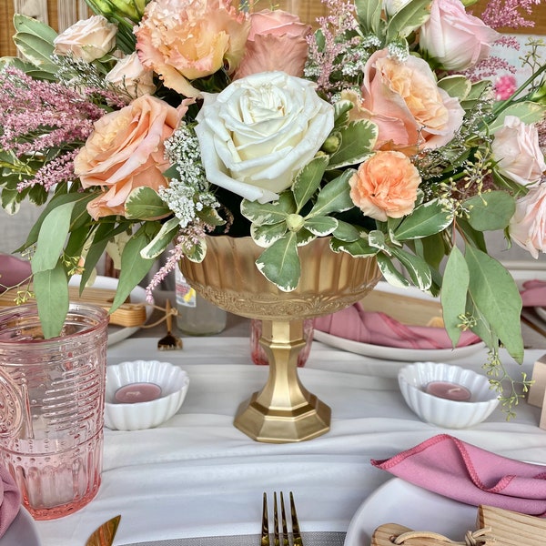 Gold Compote Vase - Pedestal Vase - Gold Compote Vases - Wedding Vase - Gold Vase - Table Centerpiece - Glam Wedding - Compote - Floral Vase