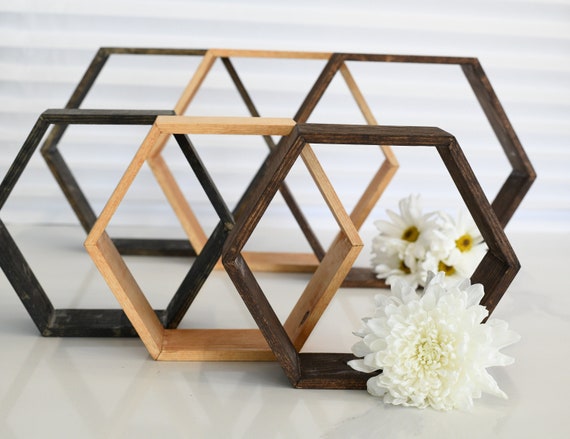 2 9 in Hexagon Geometric Wall Shelves Wood Centerpieces