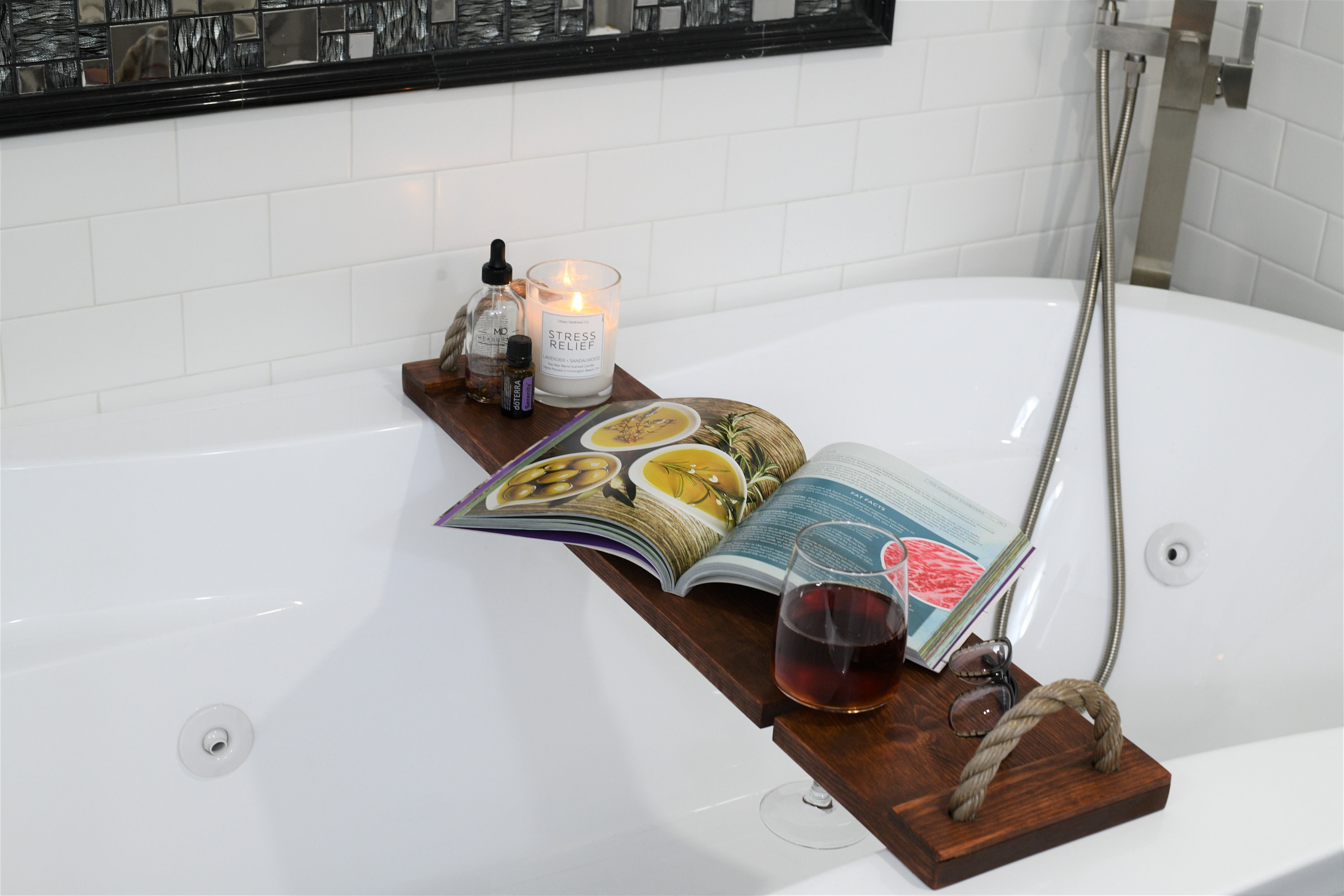 Bandeja de baño de madera hecha a mano / madera bañera board / | Etsy