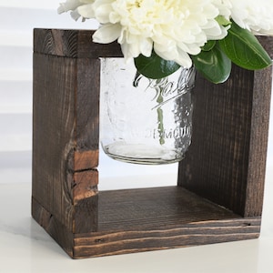 Wood Mason Holder Box Wooden Boxes for Centerpieces Planter Flower Rustic Pot Holder Square Vases for Wedding Rustic Farmhouse Bild 1