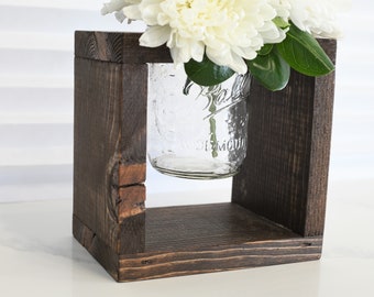 Wood Mason Holder Box | Wooden Boxes for Centerpieces | Planter | Flower Rustic Pot Holder | Square Vases for Wedding  | Rustic | Farmhouse