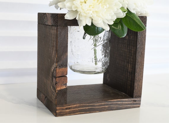Caja de soporte de albañil de madera / Cajas de madera para centros de mesa  / Maceta / Soporte de maceta rústico de flores / Jarrones cuadrados para  boda / Rústico / Granja -  México
