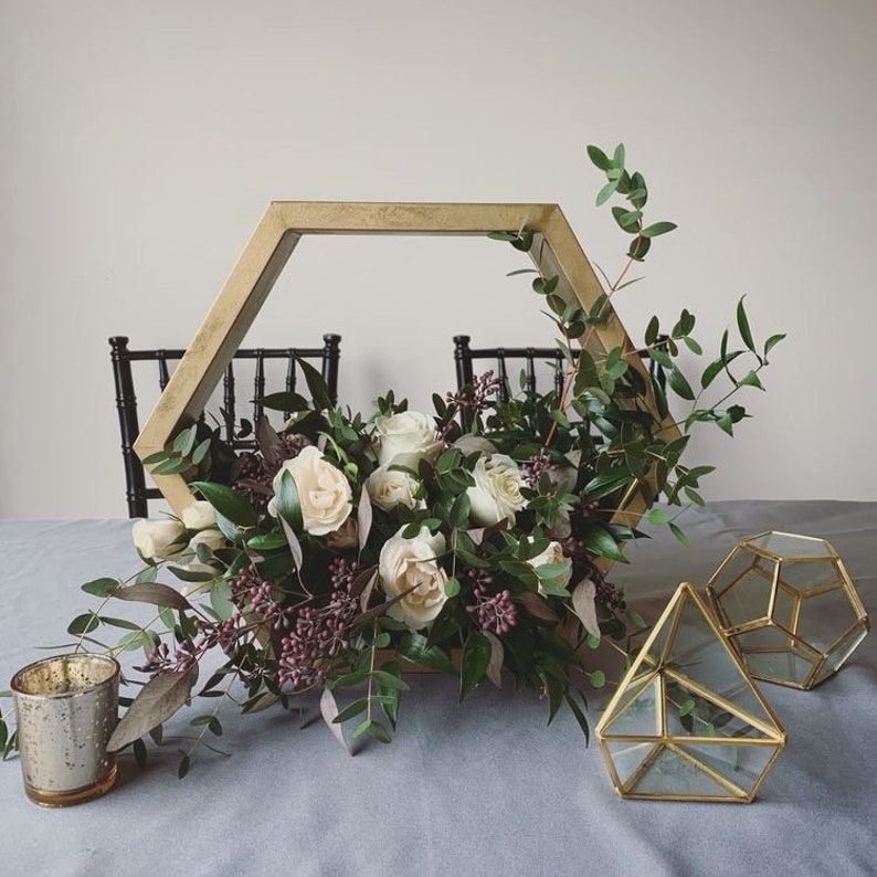 Wood Hexagon Terrarium Frame Geometric Terrarium Wedding Table Decor Terrarium Centerpiece Hexagon Arch Rustic Barnyard Decor image 2