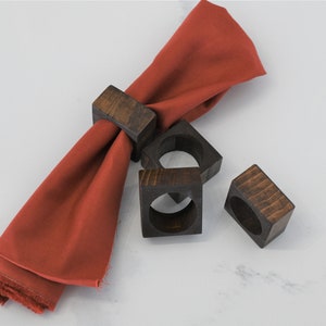 Square Wood Napkin Holders, Napkin Rings, Wooden Napkin Holder, Napkin Cuffs, Rustic Napkin Rings, Natural Napkin Rings (SET OF 6)