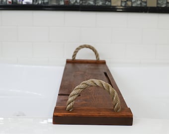 Handmade Wooden Bath Tray/ Spa / Valentines Day Gift / Anniversary/ Bath Caddy/ Bathroom Decor/ Phone Holder Wine Holder