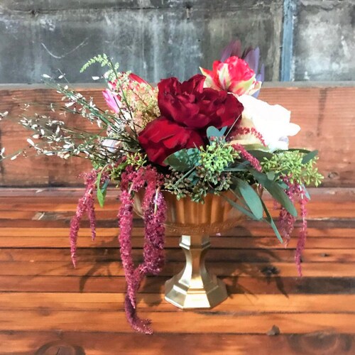 Metallic Bronze Gold Very Distressed Vase Wedding Centerpiece Etsy