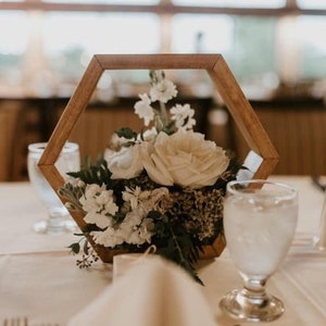 Wood Hexagon Terrarium Frame  | Geometric Terrarium | Wedding Table Decor | Terrarium Wedding Centerpiece | Hexagon Arch | Rustic | Barnyard