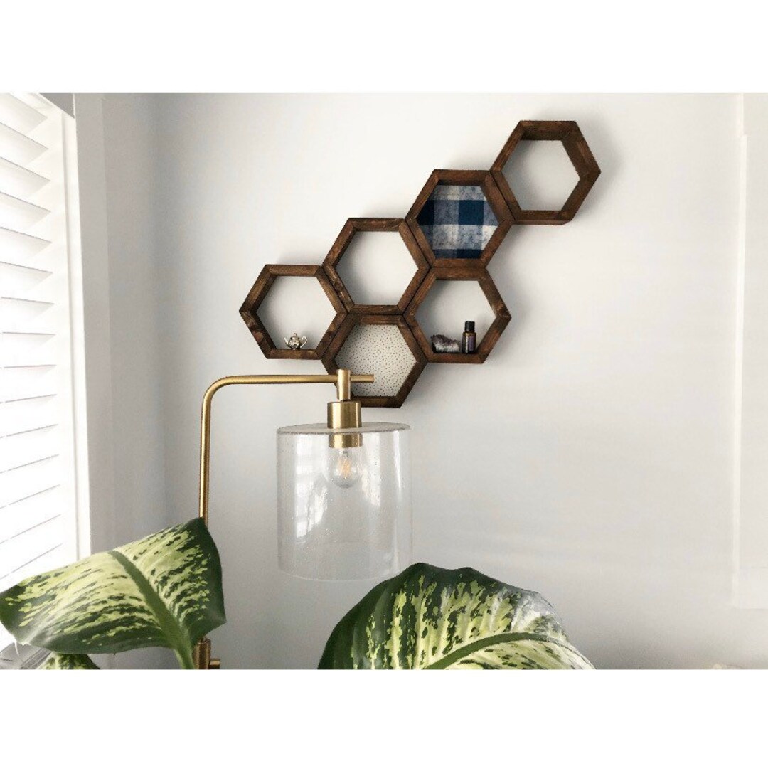 Hexagon Wooden Wall Shelves - Boho Decor - Office Decor - Wall Decor ...