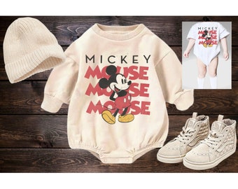 Vintage Boy Mouse, Sweatshirt Bubble Romper, Tshirt Bubble, Tees,   Baby, Toddler,  Matching