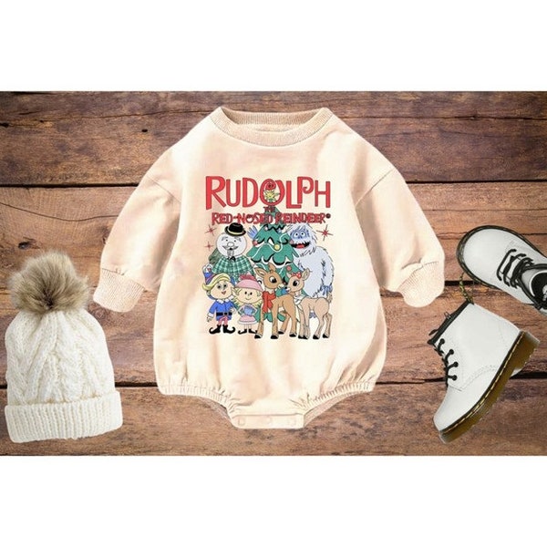 Rudolph the Red Nosed Reindeer, Sweatshirt Bubble Romper, Tshirt Bubble Romper, Tees,   Baby, Toddler, Adult