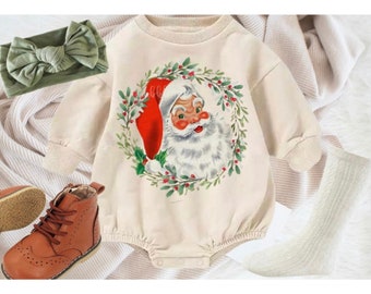 Vintage Santa Claus, Sweatshirt Bubble Romper, Tshirt Bubble Romper, Tees,   Baby, Toddler, Adult,