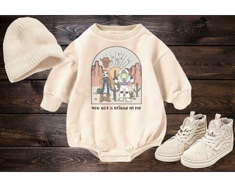 Toy Land You’ve Got a Friend in Me, Sweatshirt Bubble Romper, Tshirt Romper, Tees,   Baby, Toddler, Adult