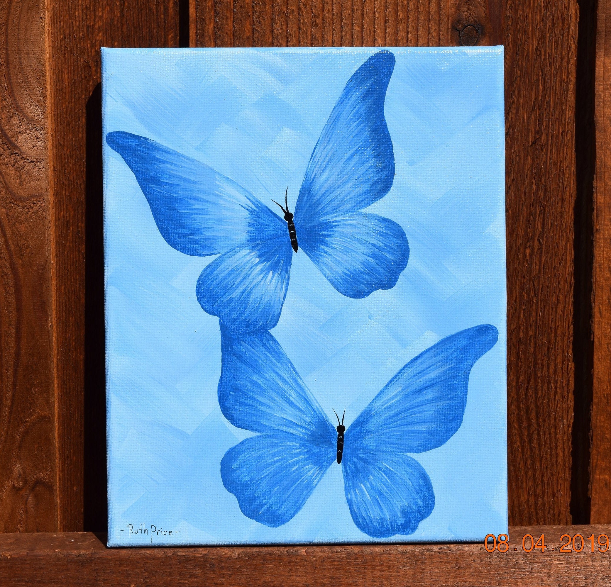 Beautiful in Blue Butterfly Painting on 8x10 Canvas Etsy Australia