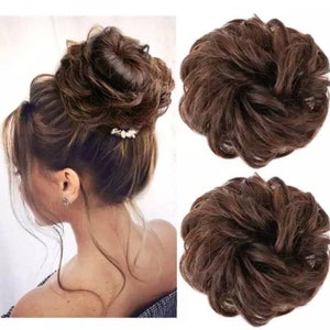 Messy Hair Bun Scrunchie Ponytail Updo Natural Hair Extensions Real as Human