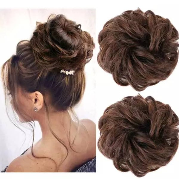 Messy Hair Bun Scrunchie Ponytail Updo Natural Hair Extensions Real as Human