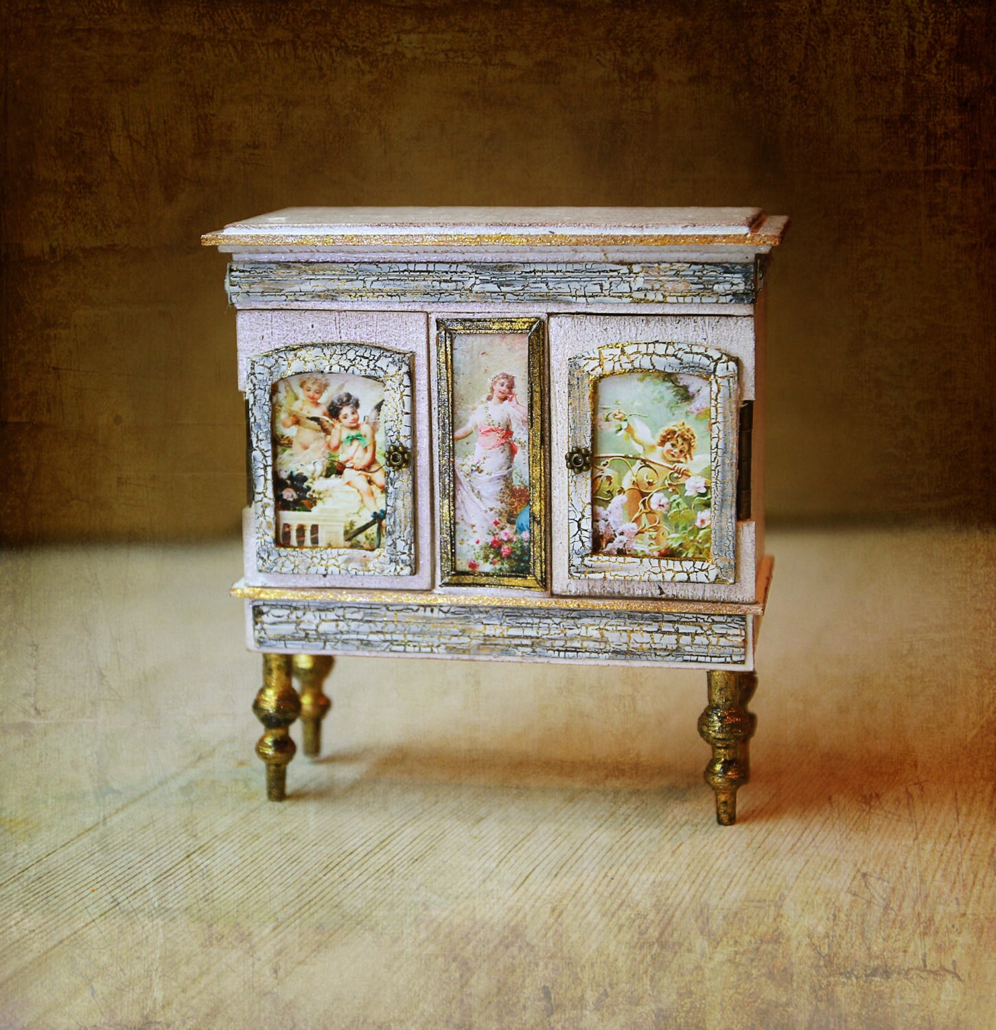 Miniature Cabinet 1/12 , Dollhouse Miniature, miniature furniture, Diorama, used for sale  