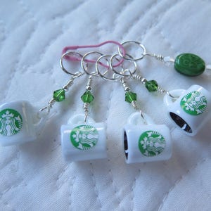 Knitting Stitch Markers Starbuck's Coffee Knitting Stitch Markers Beaded Stitch Markers image 1