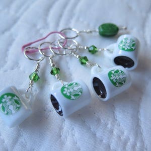 Knitting Stitch Markers Starbuck's Coffee Knitting Stitch Markers Beaded Stitch Markers image 2