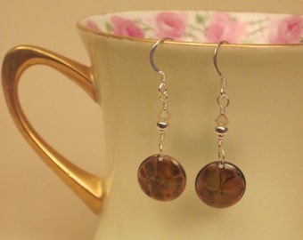 Copper Enamel & Sterling Silver Earrings