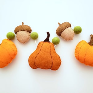 Pumpkin Garland for Autumn, Thanksgiving, Halloween & Fall Decor, Harvest Pumpkin and Acorn Banner for your Party, or Mantle, FREE SHIPPING!