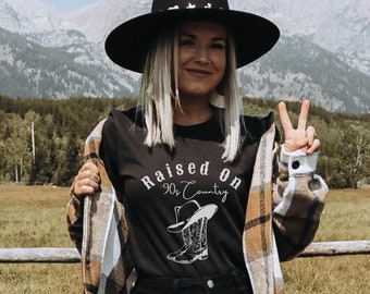 Aufgezogen auf 90er Jahre Country Shirt | Western Cowboy Boots Shirt | Country Konzert Shirt