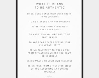 Word Series: What It Means To Be Authentic Poster / Home decor prints, Inspirational quotes, quote poster, typography poster