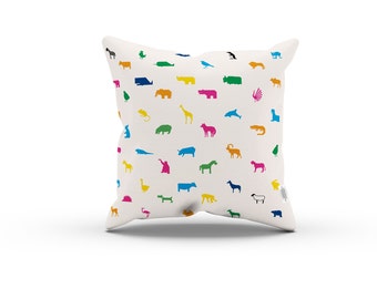 Animal Series: Animal Jam Pillow - White Cream color, Icons, Illustration Pillow, Home decor, Animal pillow