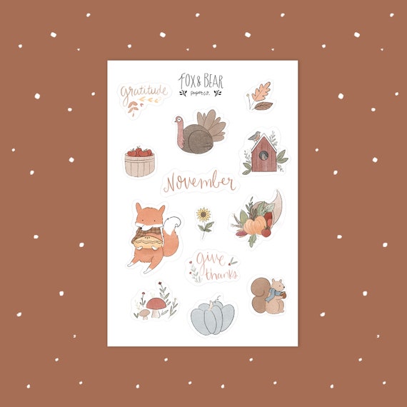 November Sticker Sheet November Planner Stickers Bullet | Etsy