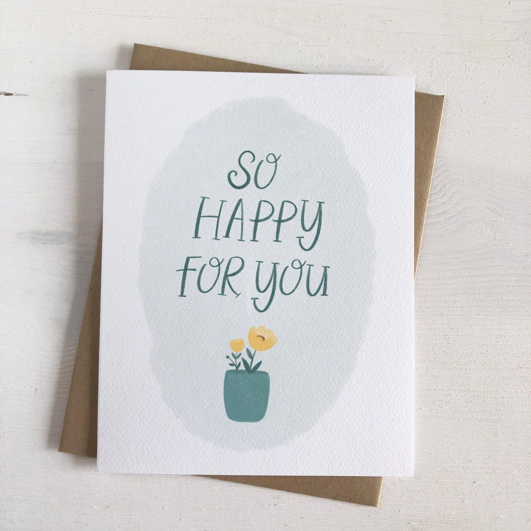 So Happy for You - Congratulations Card Yellow Flower, Handmade, NOT AI ...