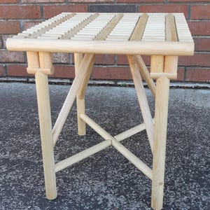 Wood Handcrafted Rectangular Stool image 8