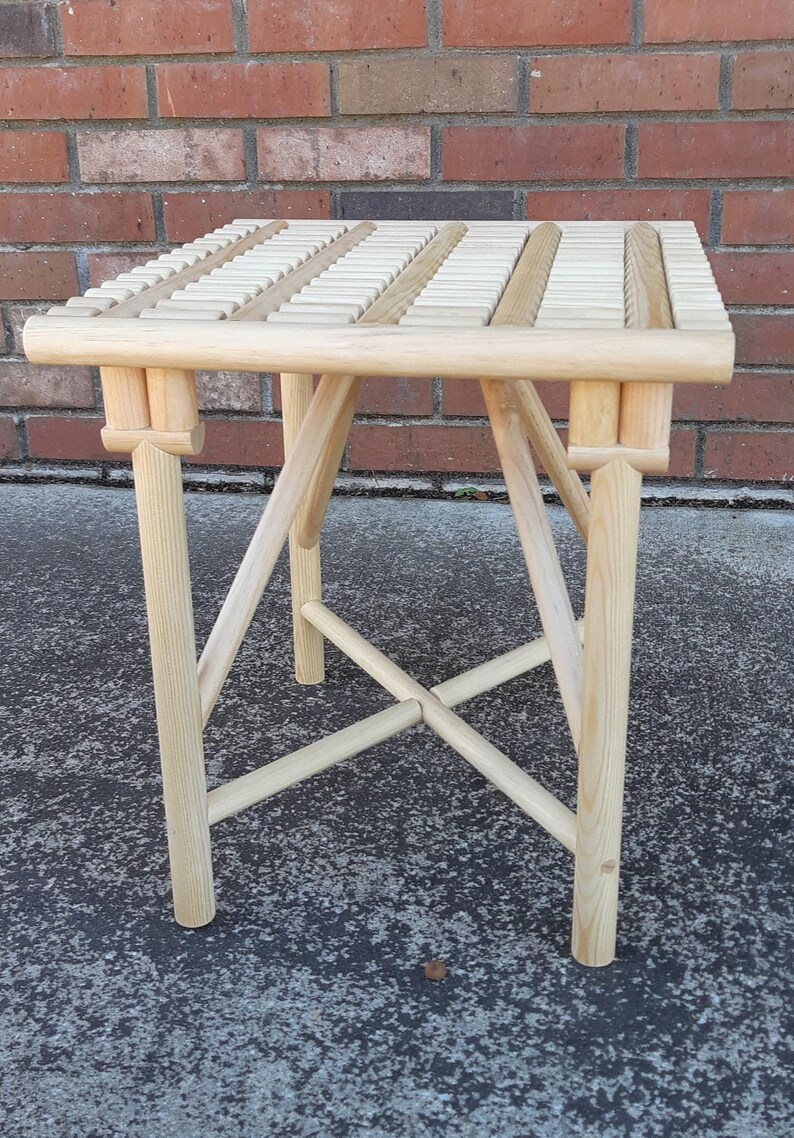 Wood Handcrafted Rectangular Stool image 8
