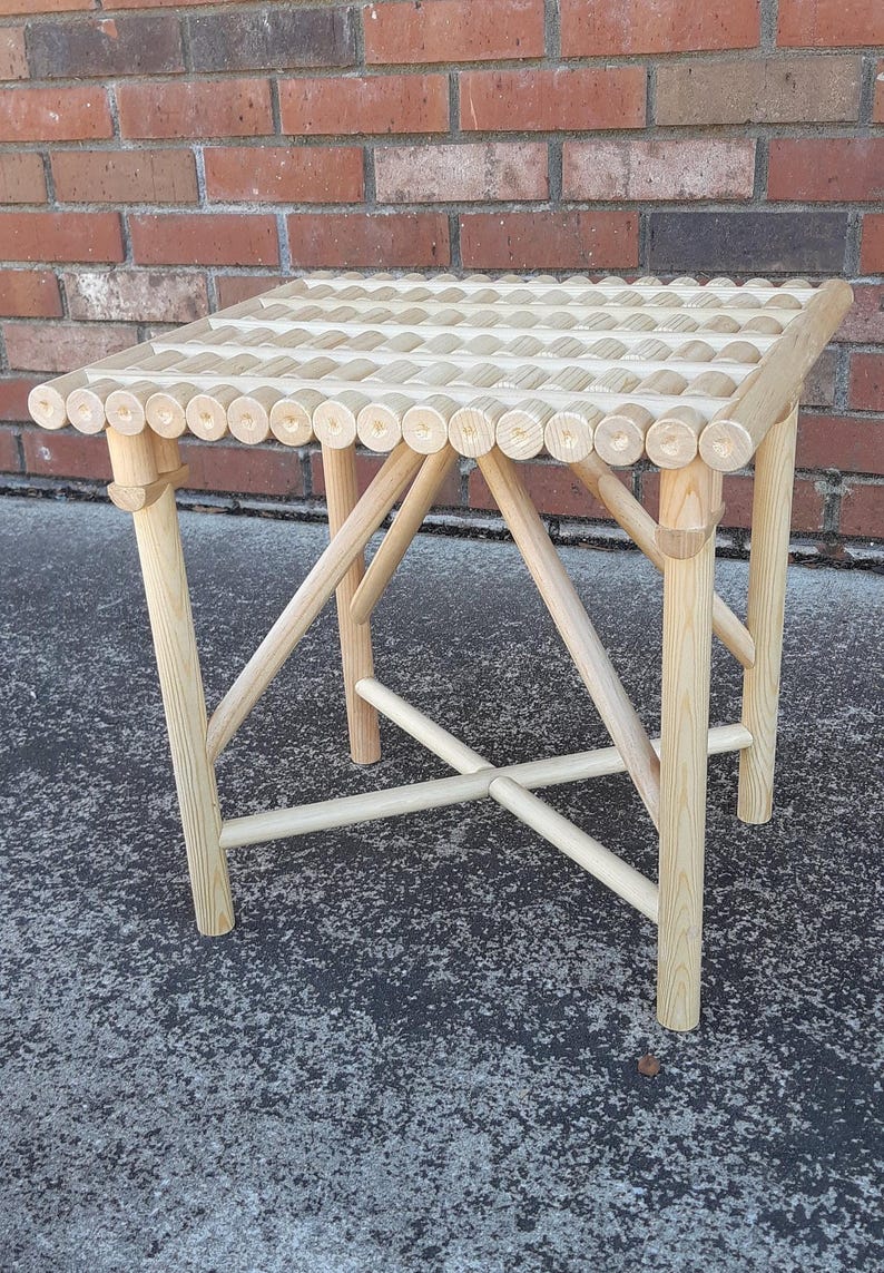 Wood Handcrafted Rectangular Stool image 9