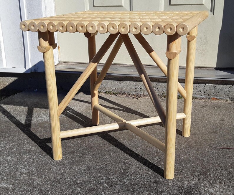 Wood Handcrafted Rectangular Stool image 7