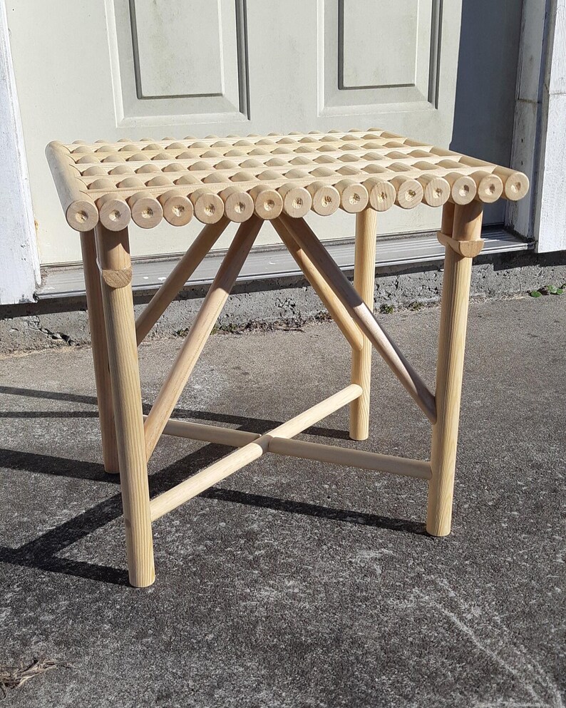 Wood Handcrafted Rectangular Stool image 6