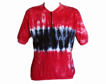 Maillot cycliste masculin teint en feu rouge et noir