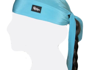 100 % soie de mûrier Dew Rag Turquoise durag doo-rag du rag doo-rag