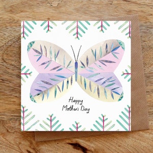 Carte de voeux Joyeuse fête des mères - papillon, papillon, fête des mères botanique, carte de maman, carte de fête des mères, carte de voeux de maman