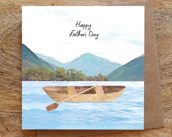 Happy Father's Day Canoe Greeting Card, Fathers Day Card, Dad Card, Dad Greeting Card, Illustrated Fathers Day Card, Dad Gift, Cool Dad Card