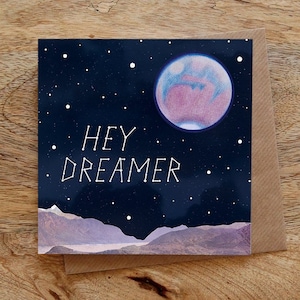 HEY DREAMER Biglietto d'auguri - Biglietto costellazioni, biglietto stelle, biglietto amore, biglietto luna, cielo notturno