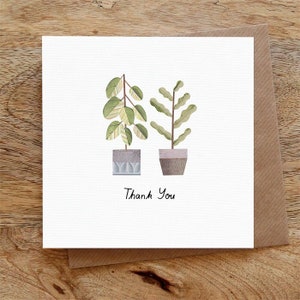 MERCI PLANTES Carte de voeux, Merci, Merci, Carte de plante, Botanique, Vert, Plantes d'intérieur, Illustrations, Collage