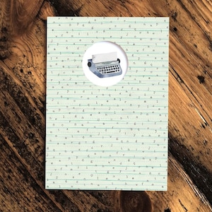 Karta okolicznościowa TYPEWRITER, Karta maszyny do pisania, Ilustracja maszyny do pisania, Wzór listu, Vintage, Notatnik, Kolaż, Ilustrowany, Pusty
