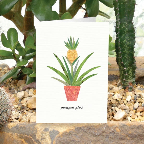 PINEAPPLE PLANT - Greeting Card with Plant Care, Plant Card, Ananas Comosus Bromeliad, Plant Lover Card, Pineapple Plant, House Plant Card