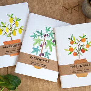 SET OF 3 NOTEBOOKS - Fig Tree, Orange Tree & Lemon Tree A6 Notebooks, Pocket Note Pads, A6 Notebook, Plant Notebooks, Pack of 3, Botanical