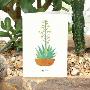 AGAVE - Tarjeta de felicitación con el cuidado de las plantas, tarjeta de planta, floración del agave, tarjeta para amantes de las plantas, tarjeta botánica, tarjeta con planta de agave