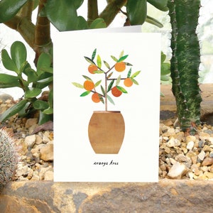NARANJO - Tarjeta de felicitación con el cuidado de las plantas, tarjeta con plantas, Citrus Sinensis, tarjeta para amantes de las plantas, tarjeta botánica, tarjeta con naranjo