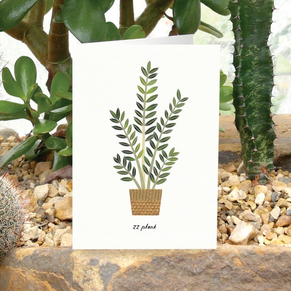 ZZ PLANT Greeting Card with Plant Care, Plant Card, Zamioculcas Zamifolia, Illustration, Plant Lover Card, Botanical Card, House Plant Card