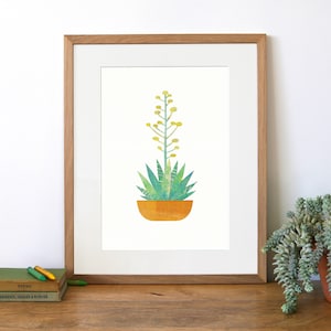 AGAVE Print - Agave Flowering Print, Botanical Print, House Plant Art, Plant Lover Gift, Agave Illustation, Collage, Illustration
