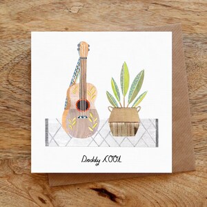 DADDY COOL-wenskaart, vader verjaardagskaart, vader kaart, vader kaart, vader gitaar kaart, kaart plant vader, Vaderdag kaart, gelukkige Vaderdag