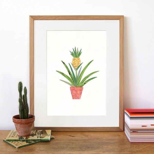PINEAPPLE PLANT Print - Ananas Comosus Bromeliad, Pineapple Print, House Plant Art, Plant Lover Gift, Pineapple Art, Illustration