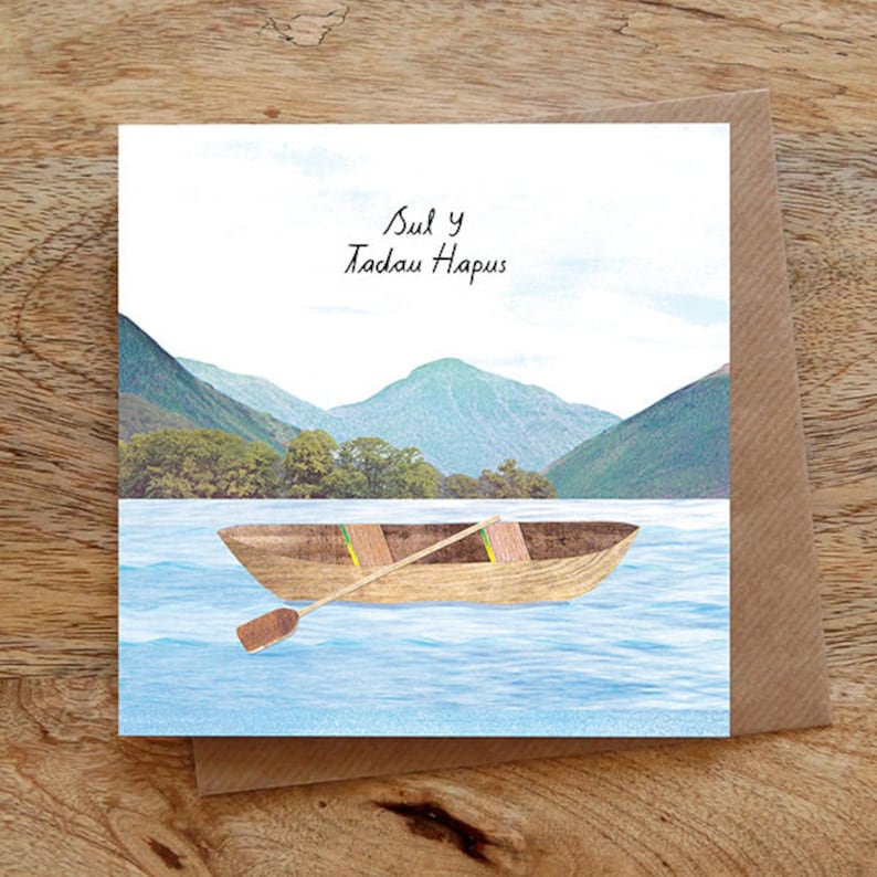 SUL Y TADAU Hapus Happy Father's Day WELSH Canoe Greeting Card, Fathers Day Card, Welsh Fathers Day Card, Dad Gift, Cool Dad Card image 1
